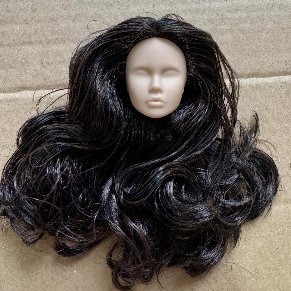 Vintage 1/6 Blank Face Doll Heads With Hair Fashion Doll Head Make Up Practice DIY Toy Parts Girls Birthday Gifts