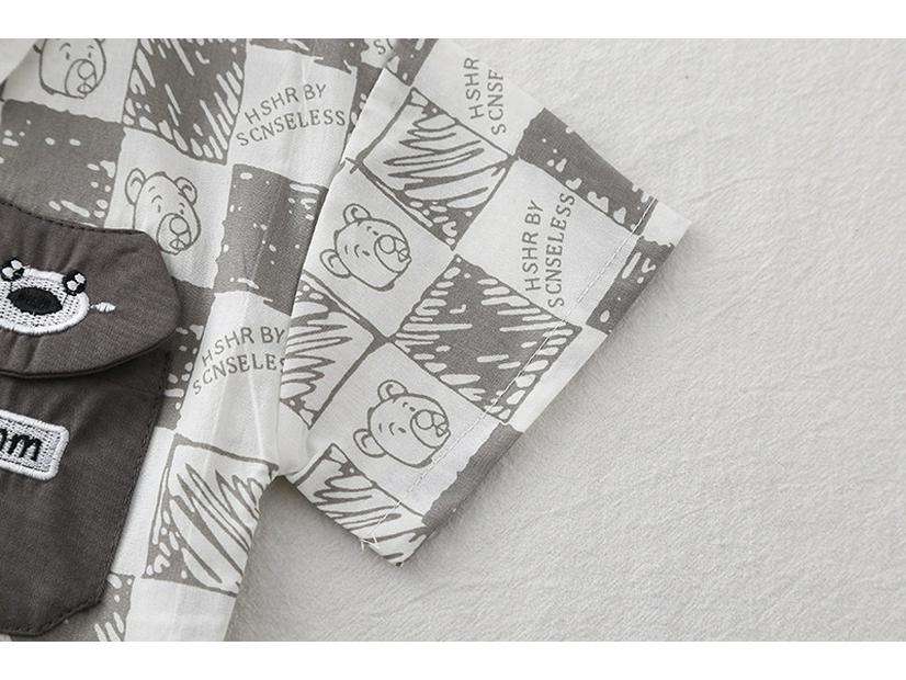 Boys' Summer 2025 Plaid Short Sleeve Shirt & Shorts 3-Piece Set