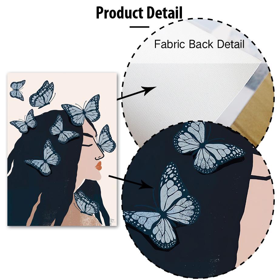 Mädchen Schmetterling Blume Vase Linien Wandkunst Leinwandbild Abstrakte Poster und Drucke Hotel Bar Wandbilder Wohnzimmer Dekoration