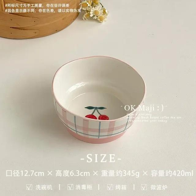 Instagram Cherry Plate Home Vegetable Plate Breakfast Plate High Beauty Dessert Cute Ceramic Tableware Flat Dish Set Decoration
