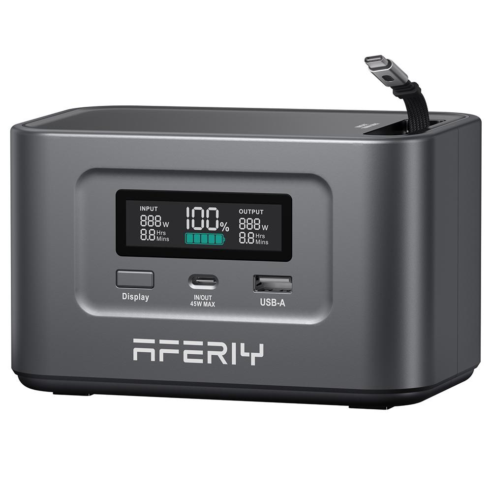 AFERIY Nano100 Portable Power Station, 100W 99.2Wh, Telescopic Type-C Cable, Carry-on Airplane, 1.5h Full Charge