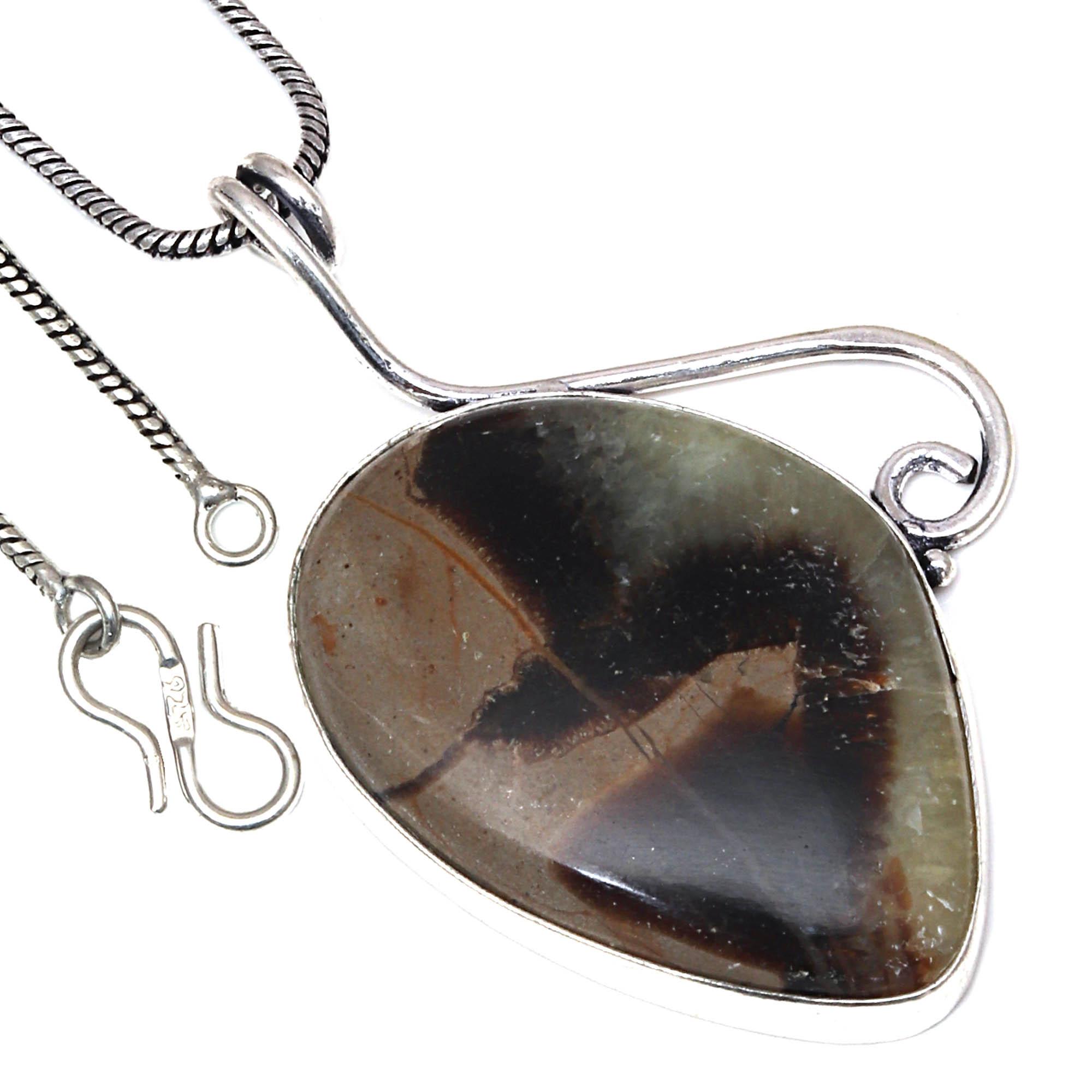 

Pendant Septarian Jasper Gemstone Handmade Gift For Her Silver Jewelry 2.25