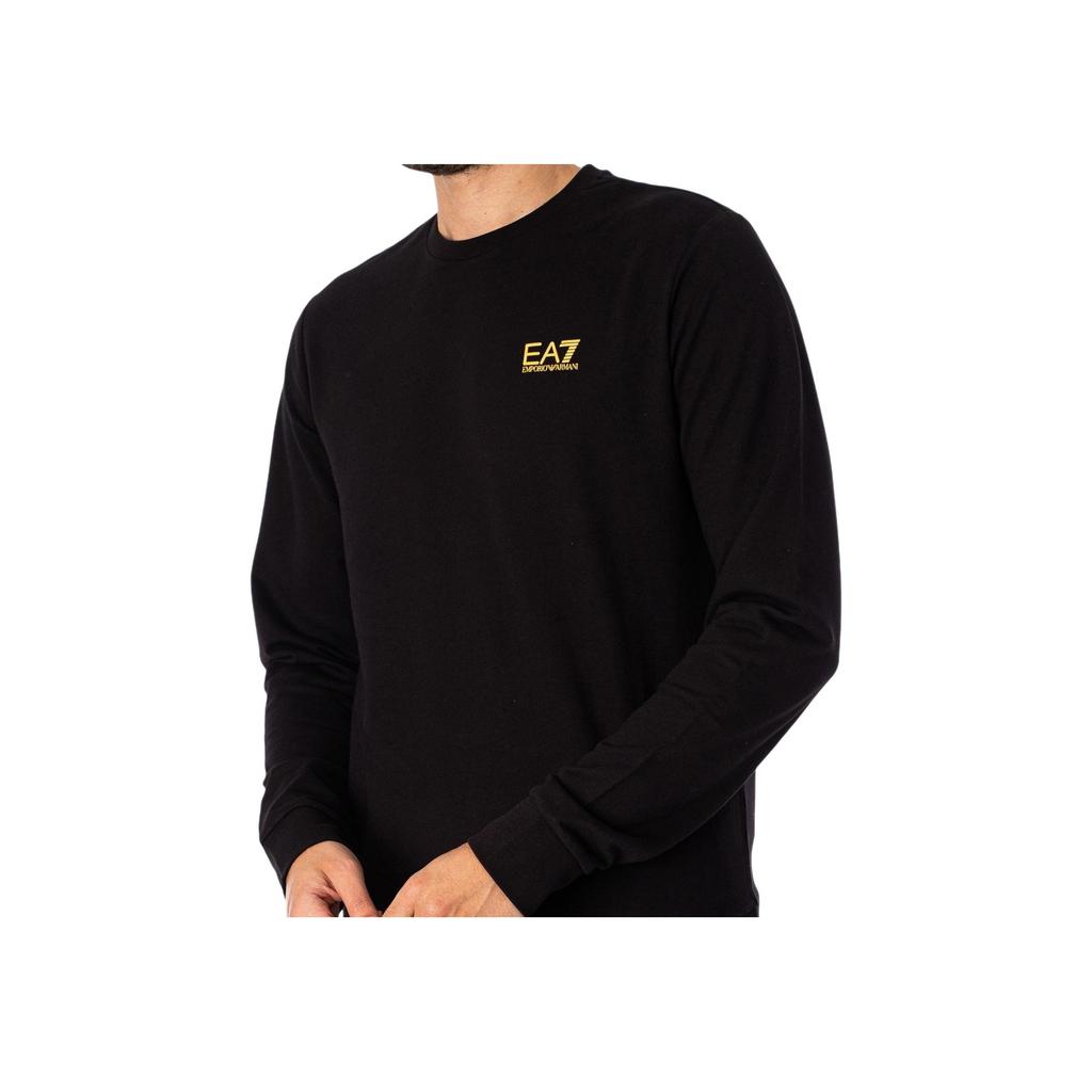 Emporio Armani EA7 Logo Solid Long Sleeve T-Shirt Men Tops Black 6KPT14-PJ6RZ-1200