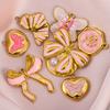 2P Stainless Steel Pendant Series Pink Pendant Multiple Choice Earring Components DIY Necklace Jewelry Accessories