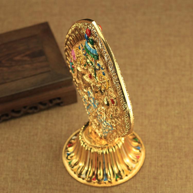 Tibetan Dharma-Chakra,Engraving Golden Alloy Handicraft Tantric Falun ,Buddhist Altars Religious Item Desktop Decorative,1Pcs