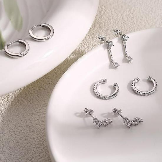 Gold-Plated Brass Hoop Earrings Fashion Set - European & American Design
