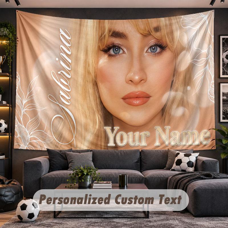 Wall Hanging Tapestry Custom NameSabrina Carpenter Pattern Personalized Printed Fabric Wall Decor