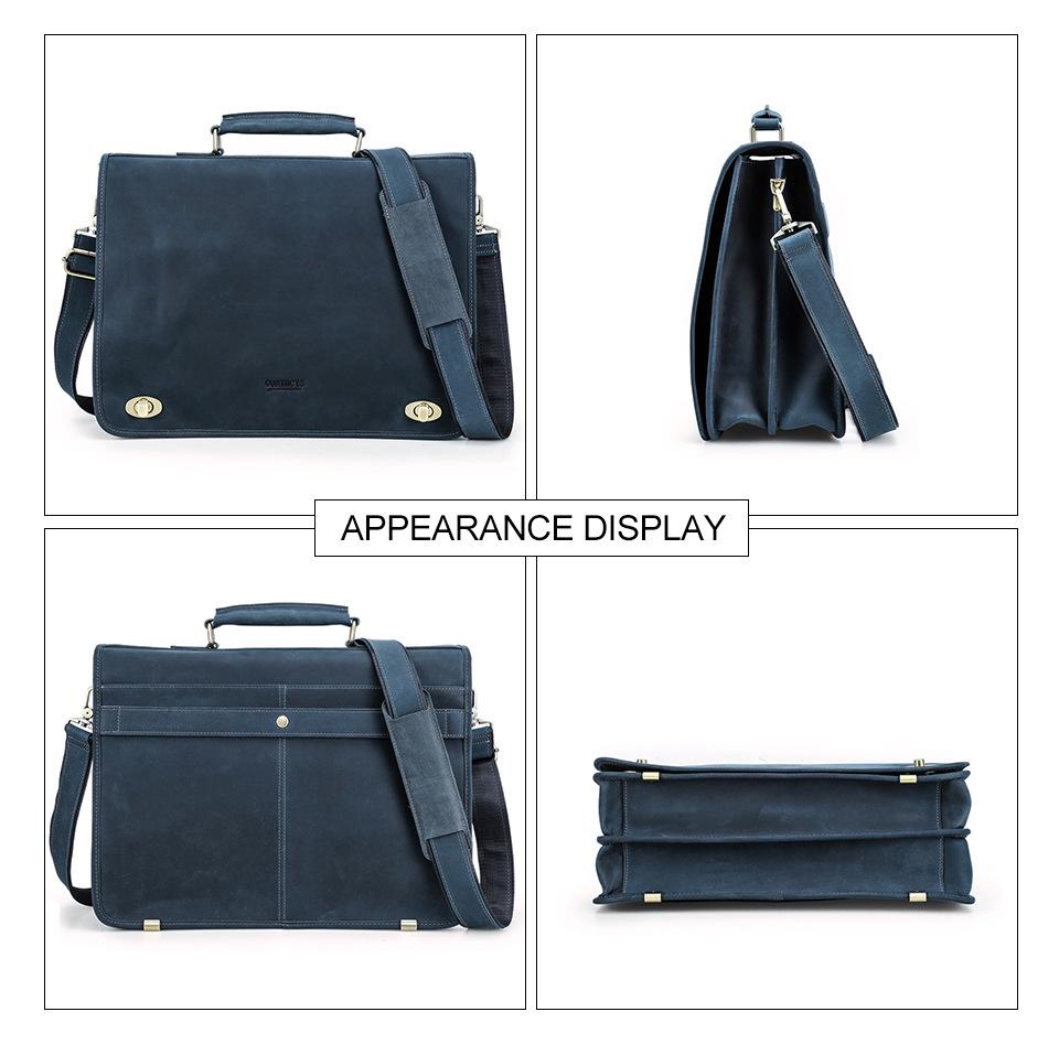 Black Angel Genuine Leather Men's 14-inch Laptop Business Briefcase