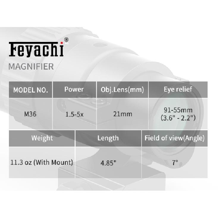 Feyachi M36 1.5X - 5X Red Dot Sight Optics Magnifier with Flip to Side Mount