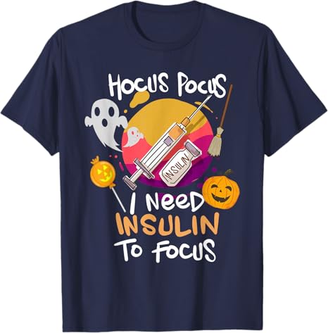 Type 1 Diabetes Hocus Pocus I Need Insulin To Focus Boys TShirt Humor Funny Halloween Costume Novelty Gift Fashion Diabetic Tee