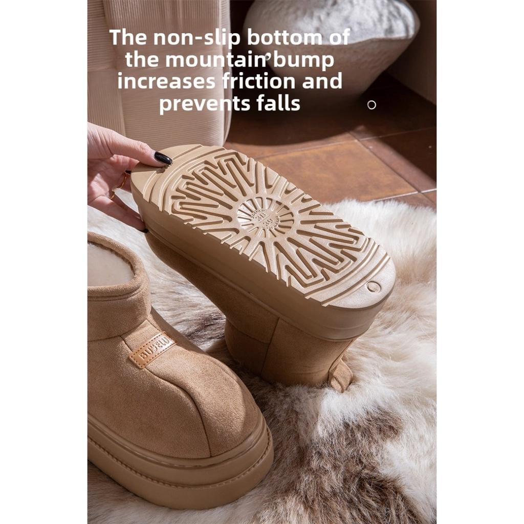 36-45 Thick Soled Warm Cotton Shoes for Women, Winter Outerwear, Anti Slip, Odor Proof, and Fleece Cotton Slippers for Women