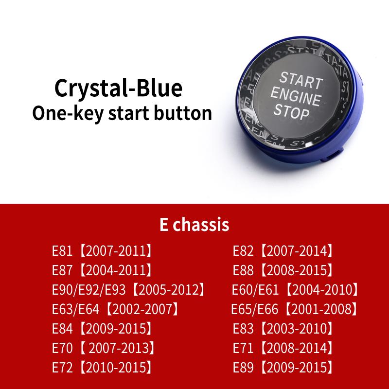 

For BMW E90 E60 F10 F30 F20 G30 E92 E70 E61 F15 F32 F36 E84 E89 F48 Crystal Car Engine Start Stop Switch Button Replace Cover синий