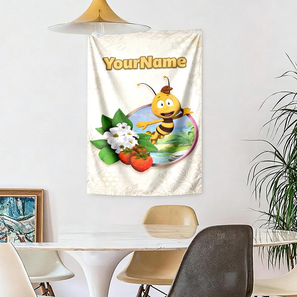 Biene Maja Custom Your Name Wall Decor Tapestry Art For Pet Memorial Birthdaywedding Party Backdrop Family Gift