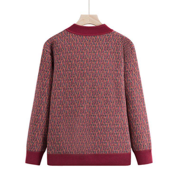 Warm Fleece-Lined Knit Cardigan for Seniors - Autumn/Winter