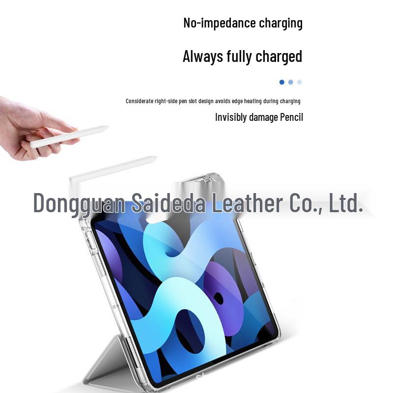iPad 10.2" Leather Case with Pen Slot & Transparent Acrylic Back