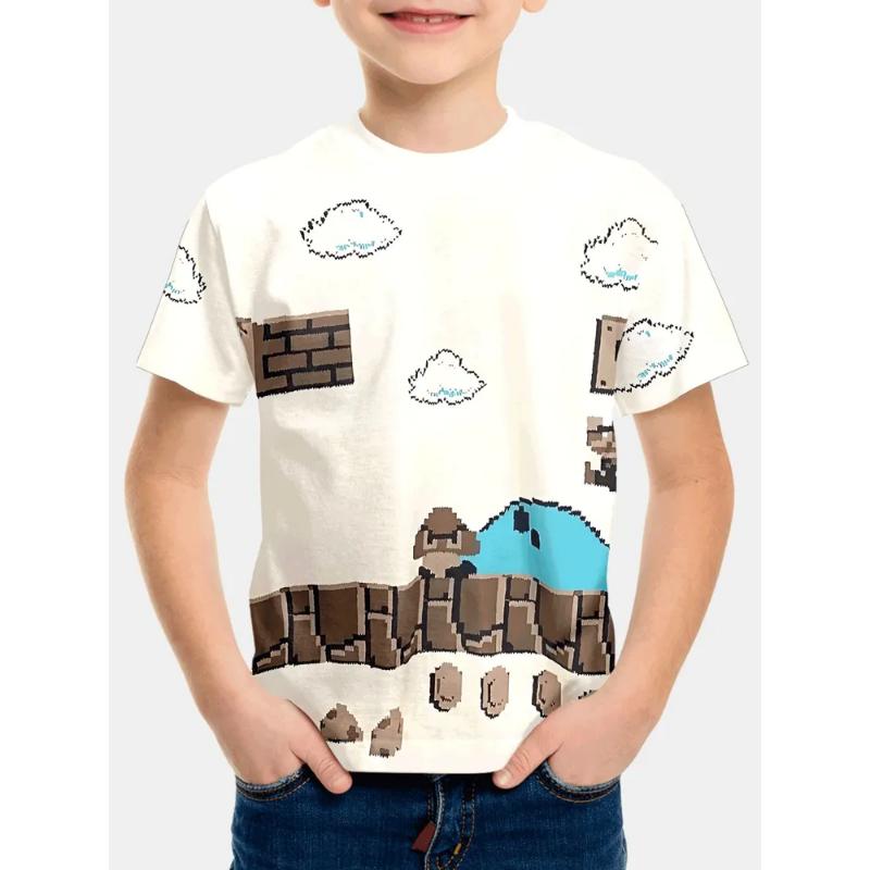 Fashion Men's Children's Clothing Crew Neck Short Sleeve 3D Casual Color Printing Casual Short Sleeve Crew Neck T-Shirt