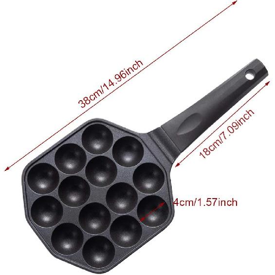 Takoyaki Pan, 14 Holes Aluminum Alloy Aebleskiver Maker NonStick Cooking Baking Cake Mold Tool for Japanese Taiyaki StuffedPancake Appam Paniyaram