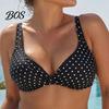 Übergröße Bikini Set 2 Teile/Set Set, Kreuz-Brust V-Ausschnitt BH mit integriertem Halt, V-Ausschnitt High-Waist Twist Badehose, Retro Punkt Design Schnelltrocknend
