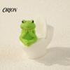 Cute Desk Decompression Ornaments 2Pcs Resin Meditation Pig And Frog Figurines, Funny Toilet Animal Ornament for Desktop Exquisite Crafts Decor