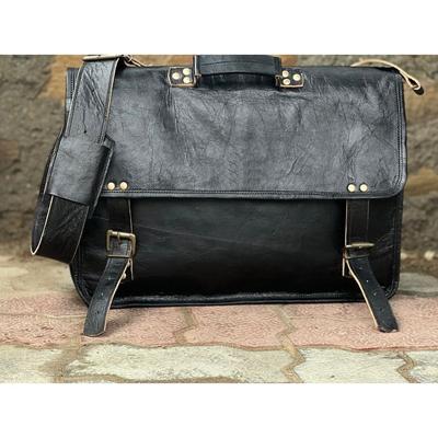 Sac en cuir pour homme, sacoche noire pour ordinateur portable, sac en cuir vintage vieilli