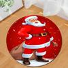 Santa Claus Round Carpet Christmas Theme Rug for Kids Teen New Year's Gift Living Room Bedroom Decor Anti-Slip Circle Floor Mat