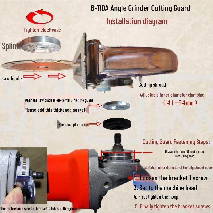 5-Inch Dust Cover for 100/110 Angle Grinder - Dust-Free Cutting and Stone Grooving