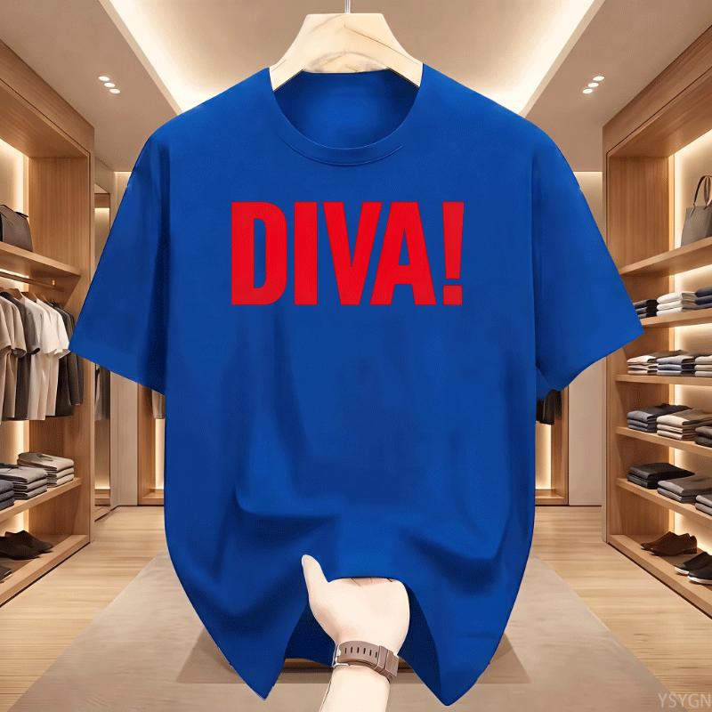 Cotton Unisex Unisex Diva T Shirts Graphic Unisex Tshirt Streetwear Funny Trendy Y2k Tshirt 90s Cotton Short Sleeve Unisexs Clothes