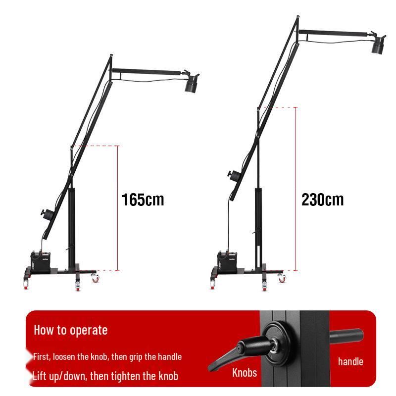 Large Photography Boom Arm Stand with Cantilever and Square Tube Slide for Studio Lighting