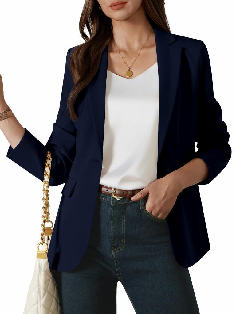 2025 European Slim Fit Women's Solid Color Long Sleeve Single Button Casual Blazer