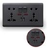EU Standard USB Stikkontakt Grå Innfelt Panel Vegg Strømkontakt