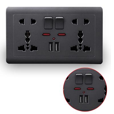 Eu Standard Usb Socket Gray Embedded Panel Wall Power Socket