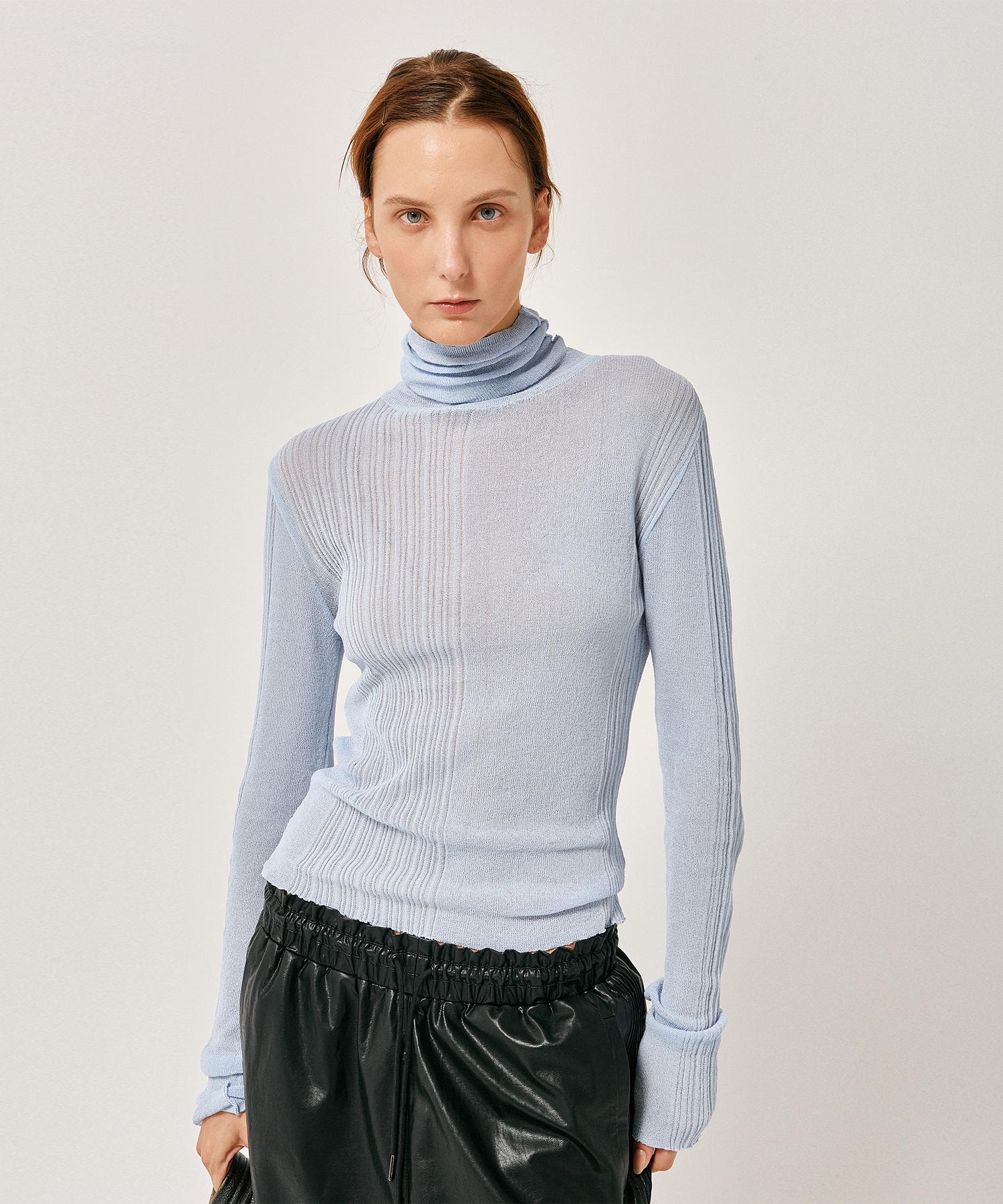 Label Archive W Eli Rib Turtleneck Light Blue Light Blue/One Size