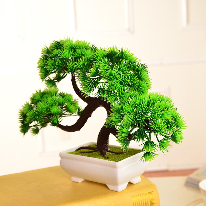 New Plastic Artificial Tree Greeting Pine Flower Bonsai Artificial Plants Garden Furnishings Decor