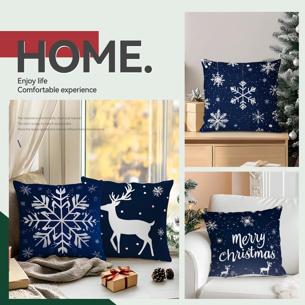 Christmas Snowflake Cushions Pillowcase Polyester Cushion Cover Throw Pillow Pillowcover Home Car Sofa Decor