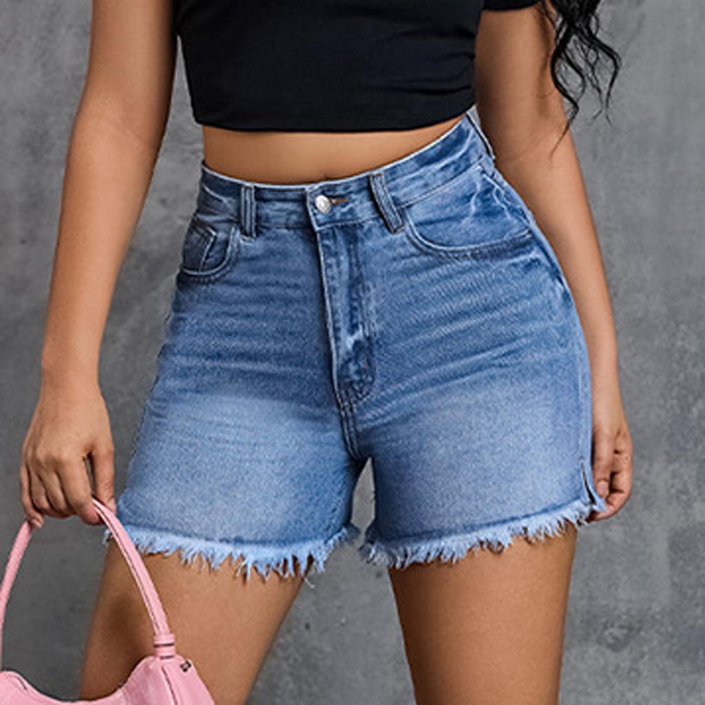 Damen-Jeansshorts im Used-Look – Lässige Hotpants mit ausgefranstem Saum