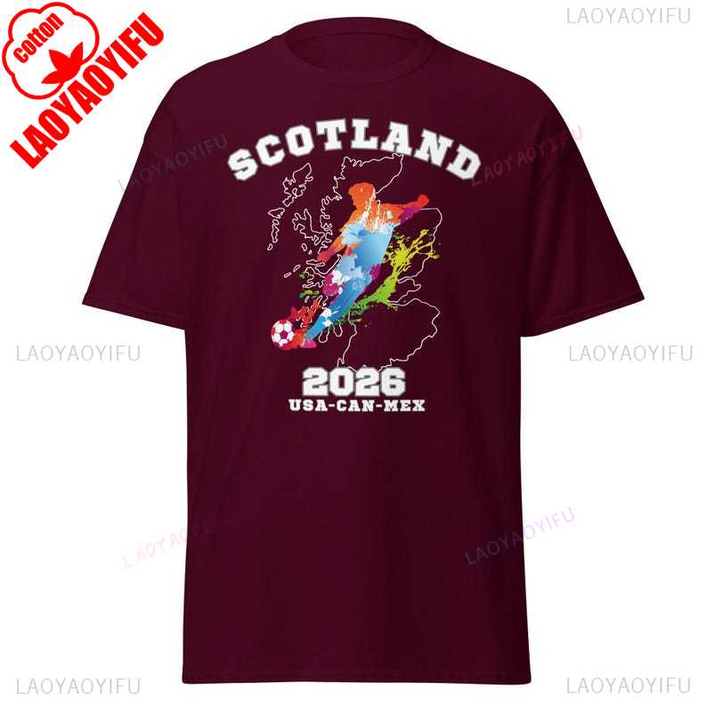 Scotland Football Shirt Scotland 2026 Graphic T Shirts Scotland Flag Vintage T Shirt Streetwear Cottron Short Sleeve Fan Gift