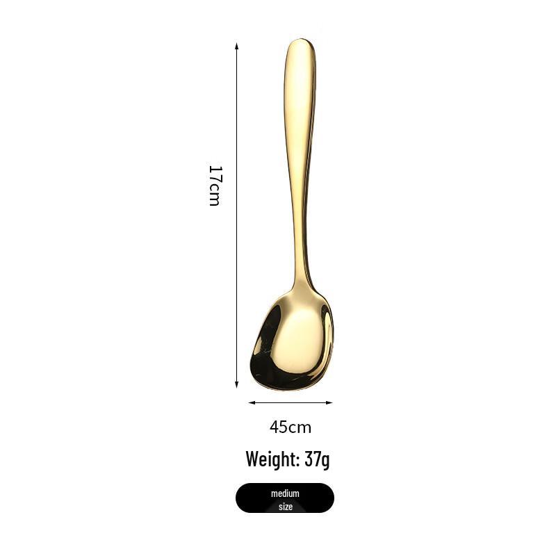 Abay 304 Stainless Steel Gold Square-Head Flat Serving Spoons