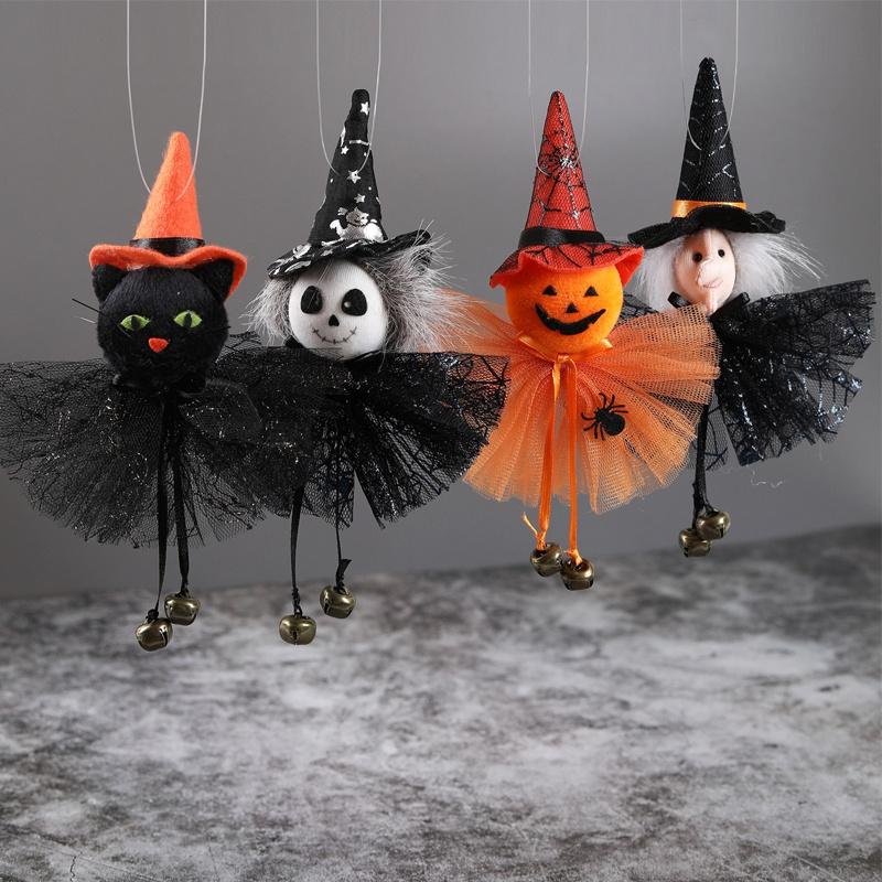 Halloweenská dýně duch čarodějnice černá kočka zvonek ozdoba na party barovou dekoraci přívěsek halloweenské rekvizity