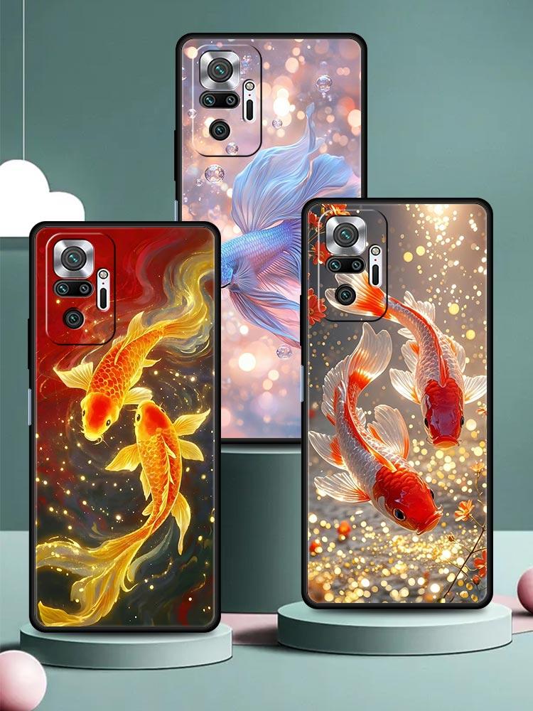 Goldfish Swimming Phone Case Cover for Redmi 14C 10C Note 15 14 13 12 10 11 K40 Pro Plus 5G Shockproof Soft TPU Shell Funda Bag