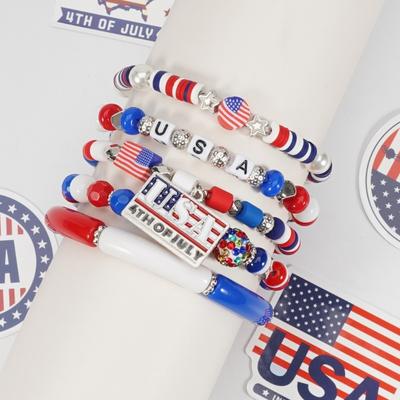 Handmade Beaded Bracelet Handmade Bracelet Independence Day Accessory Artificial Crystal Wrist Jewelry for Fashion Lover