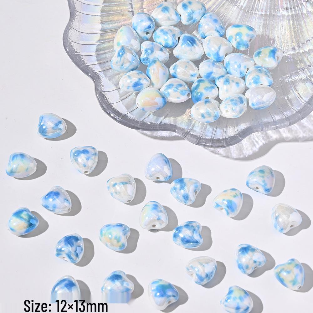 Blue Series Japanese Ceramic Seashell & Heart Beads for DIY Jewelry