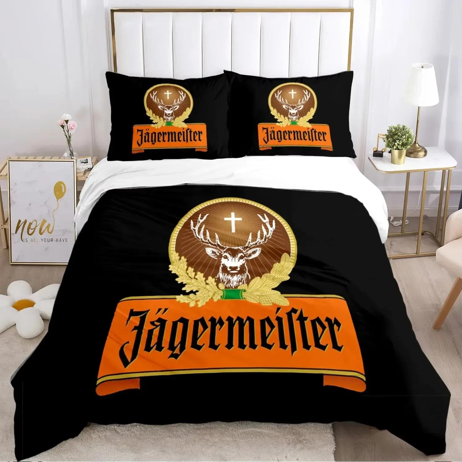 

Новий комплект постільної білизни J-Jagermeister з оленем Kawaii, покривало, ковдра та наволочки Односпальний, Двоспальний, Queen, King EU Single 135x200cm