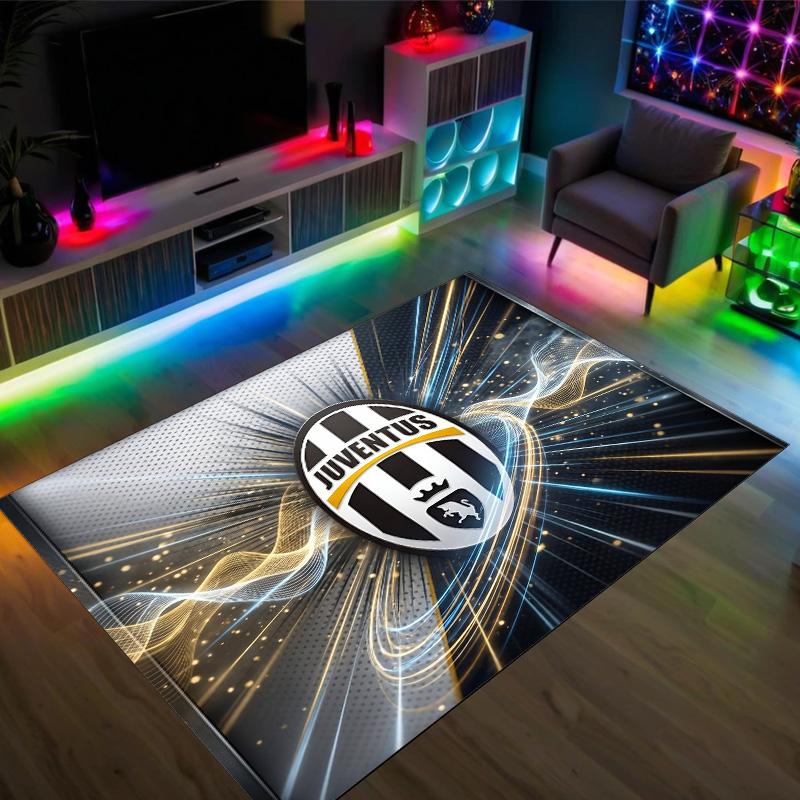 Juventus FC Design Crystal Velvet Carpet Cozy Non?Slip Printed Rug For Bedroom Living Room Entrance