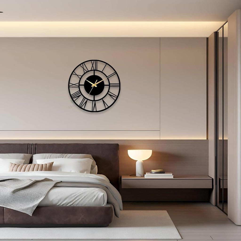40 Cm / Metal Wall Clock for Living Room Stylish Latest | Fancy Big Size Wall Watch for Hall, Kitchen | Decorative Antique WallClocks for Home