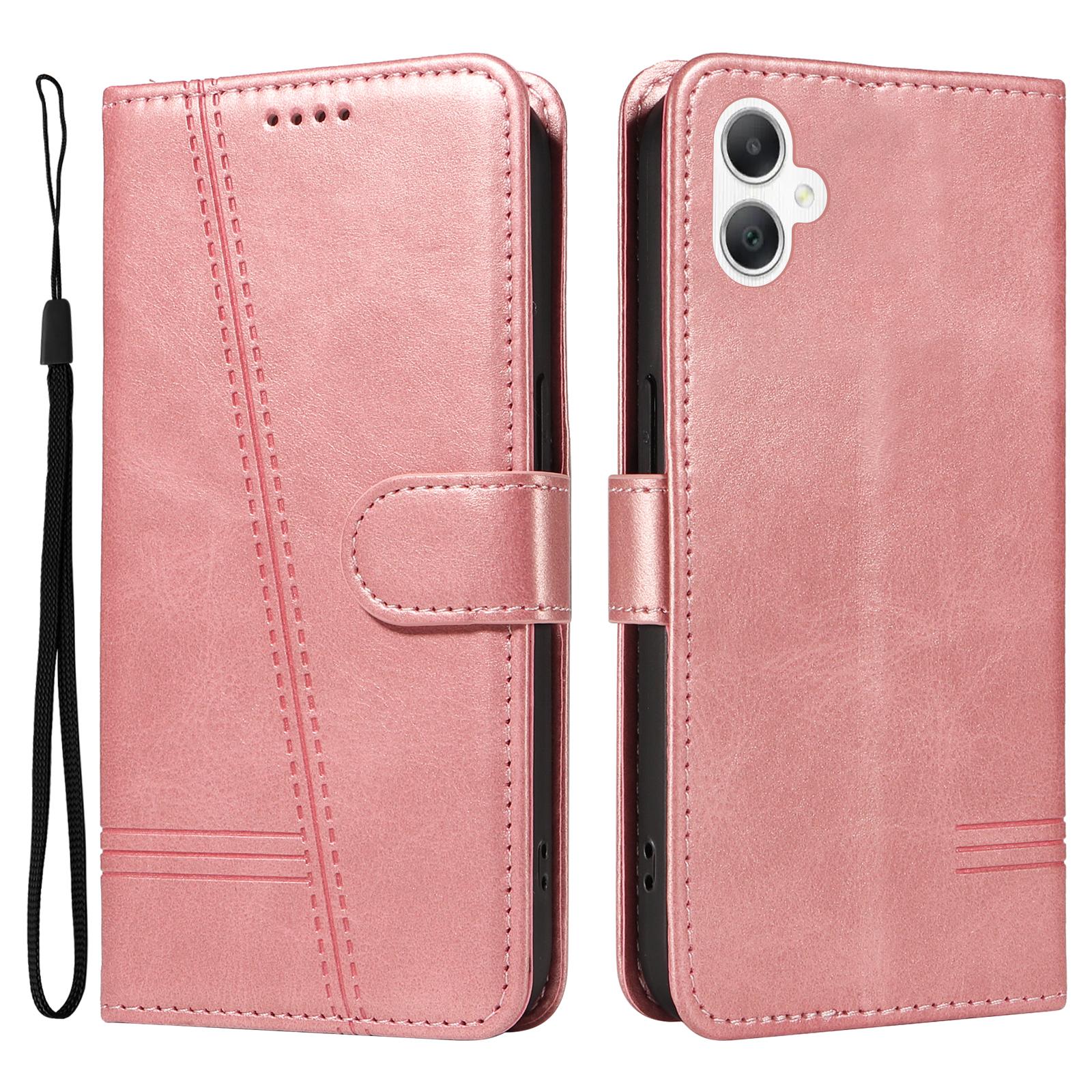 

Чехол-книжка для Samsung Galaxy A07 5G/A06 4G/A06 5G, кожаный чехол для телефона с Т-образными линиями Rose Gold