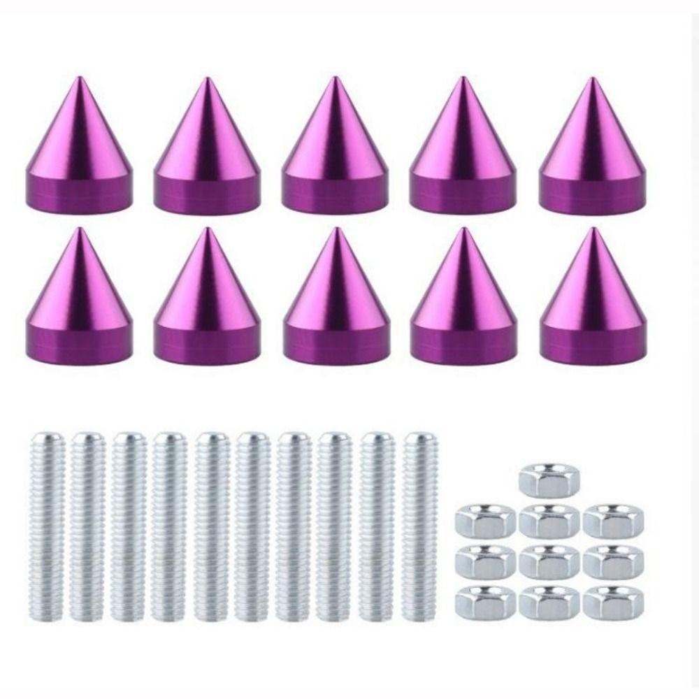 10pcs/Set Muticolors Car License Plate Bolts Cuspate Style Car Motorcycle Modification Conical