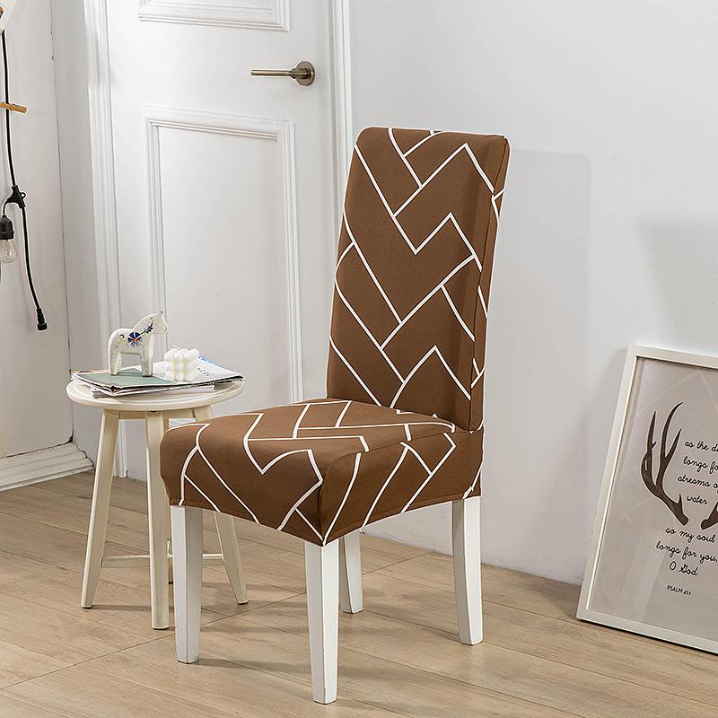 New Color High Gram Heavy Printing Elastic Backrest Integrated Chair Cover Household Hotel Anti-Fouling Dining Table Chair Cover