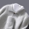 Polo-neck Cardigan Mens Autumn and Winter Latest Single Color Business Cashmere Knitted Base Top Versatile Warm Pullover Sweater