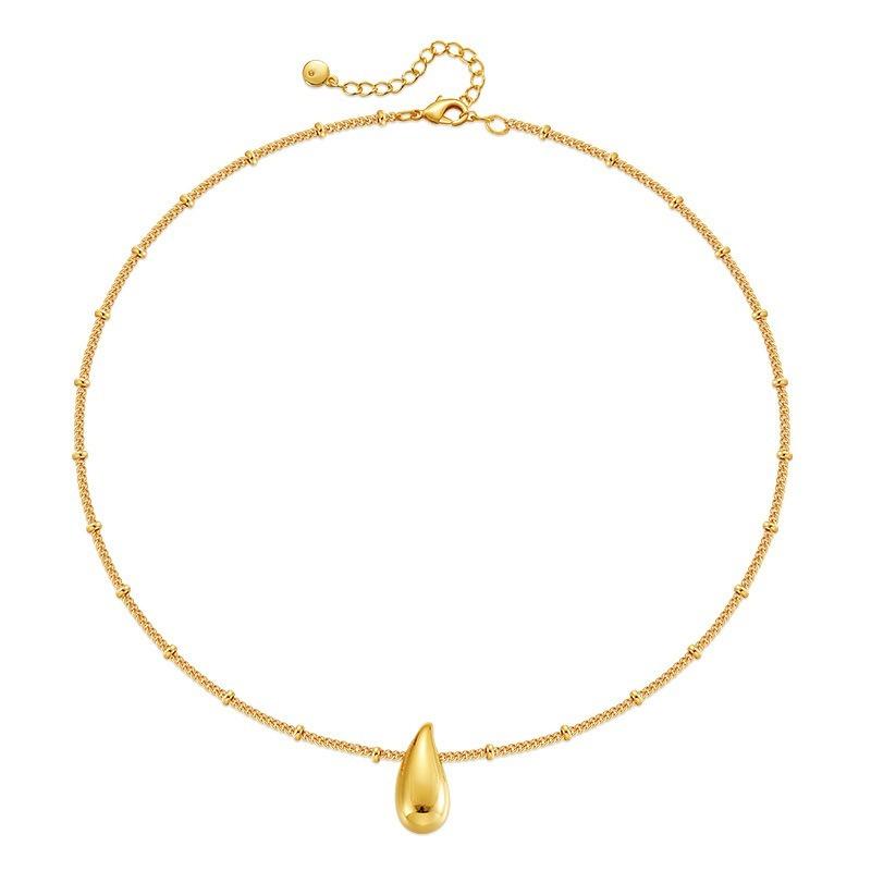 K Gold Plated Teardrop Pendant Minimalist Copper Necklace For Women