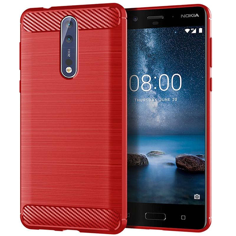 Custodia in silicone opaco per Nokia 8 TPU antiurto in fibra di carbonio morbida cover posteriore per Nokia 8 Nokia8 custodia antiurto smerigliata